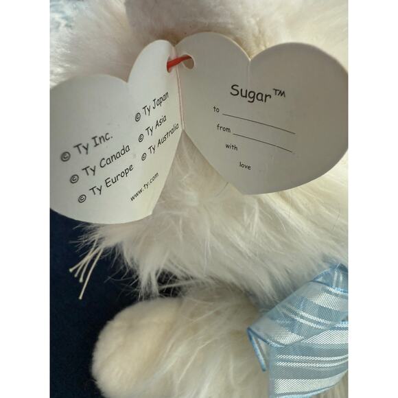 Ty Vintage Sugar White Fluffy Cat Realistic Plush‎ 2002 Long Hair Blue Eyes 12" - Picture 6 of 9